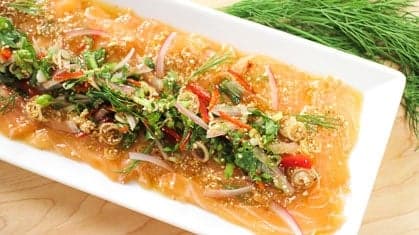 Spicy Salmon Salad (Laab Salmon) ลาบปลาแซลมอน