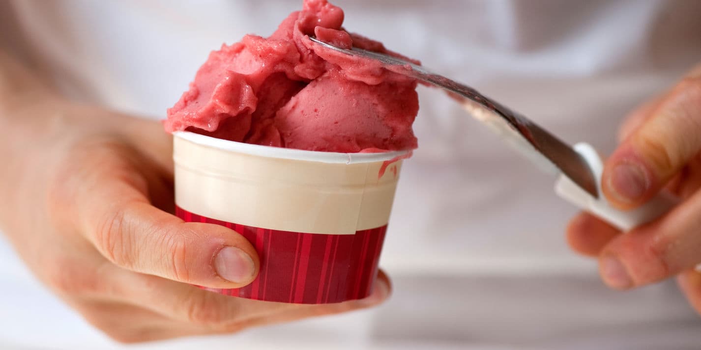 Strawberry and hibiscus sorbet