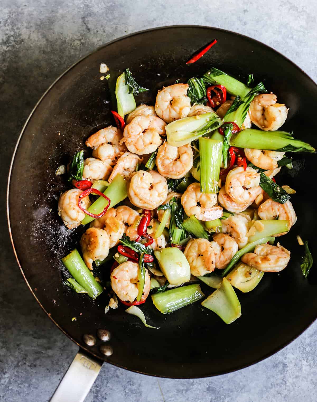 Shrimp Stir Fry with Bok Choy and Chiles
