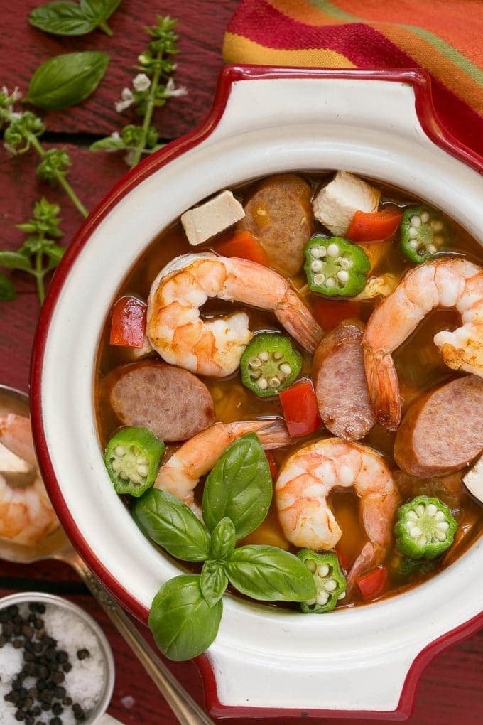 One Pot Chicken and Shrimp Gumbo