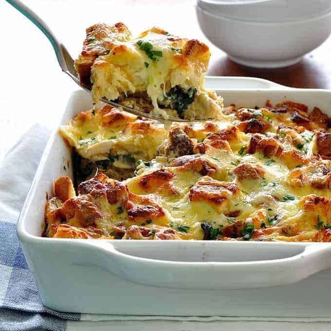 Chicken and Spinach Strata (Bread Bake)
