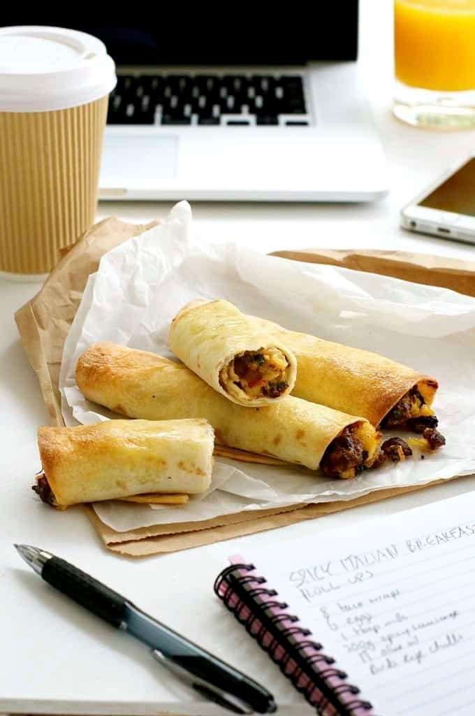Spicy Italian Breakfast Roll Ups (Breakfast On The Go / Mini Taquitos)