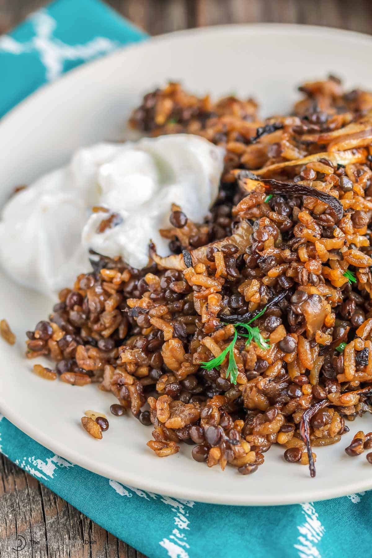 Mujadara: Lentils and Rice with Crispy Onions