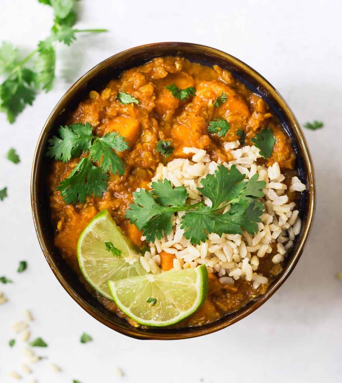 Red Lentil Curry with Sweet Potatoes {Slow Cooker}