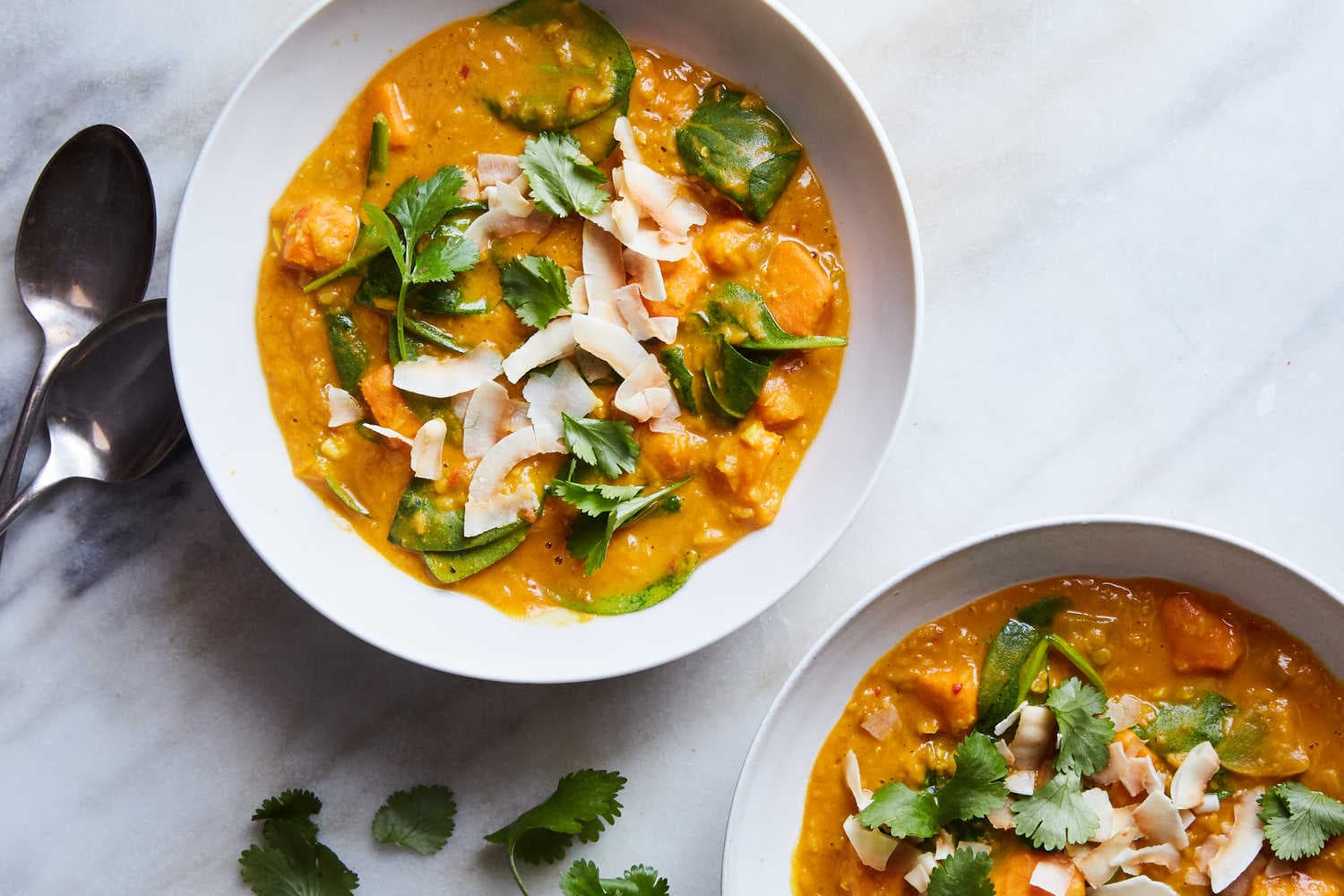 Red Curry Lentils With Sweet Potatoes and Spinach