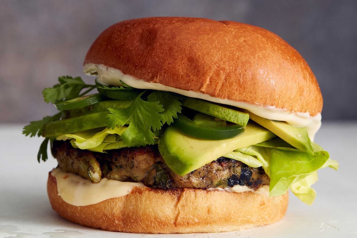 Smashed Avocado-Chicken Burgers