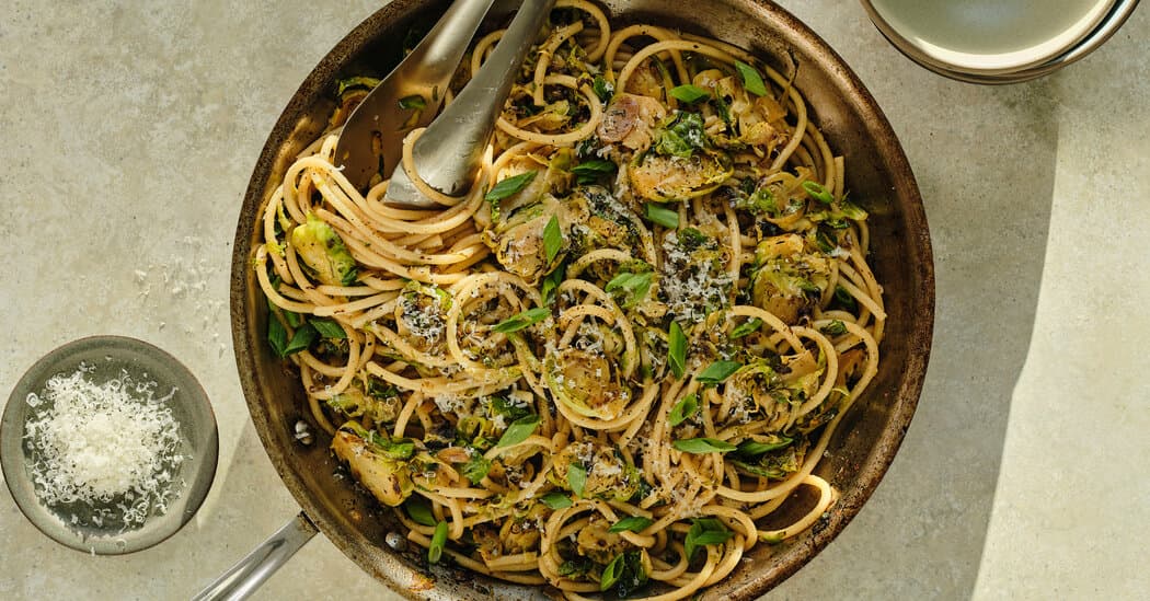 Soy Sauce and Brown Butter Brussels Sprouts Pasta