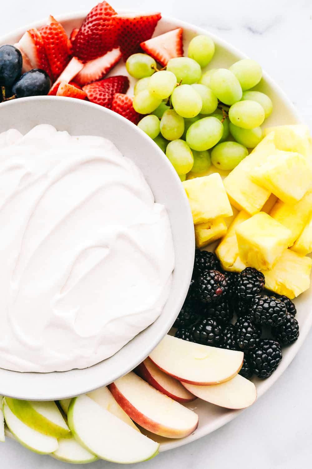 Fluffy Marshmallow Cream Cheese Fruit Dip (3 ingredients!)